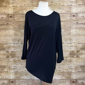 INC International Concepts Black Asymmetrical Hem Dolman Sleeve Tunic Top Mens M